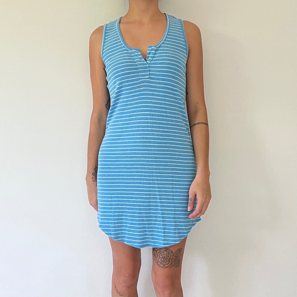 Bobi Blue Stripe Jersey Tank Dress